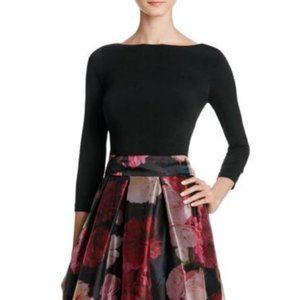 Eliza J Women Black 3/4 Sleeve Boat Neck Shirt Casual Tops Plain Tees Size M